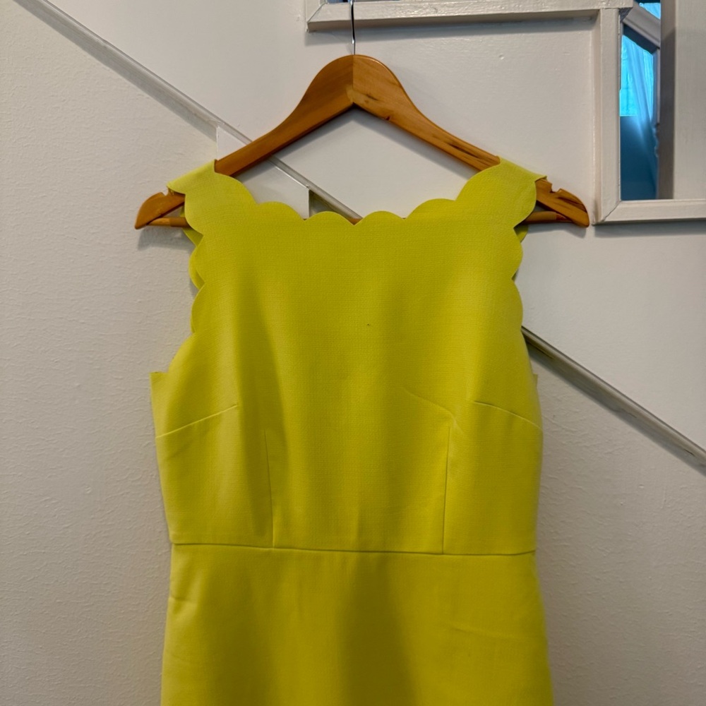LOFT Lemon Yellow Scalloped Collar Mini Dress size 4 - Picture 2 of 9